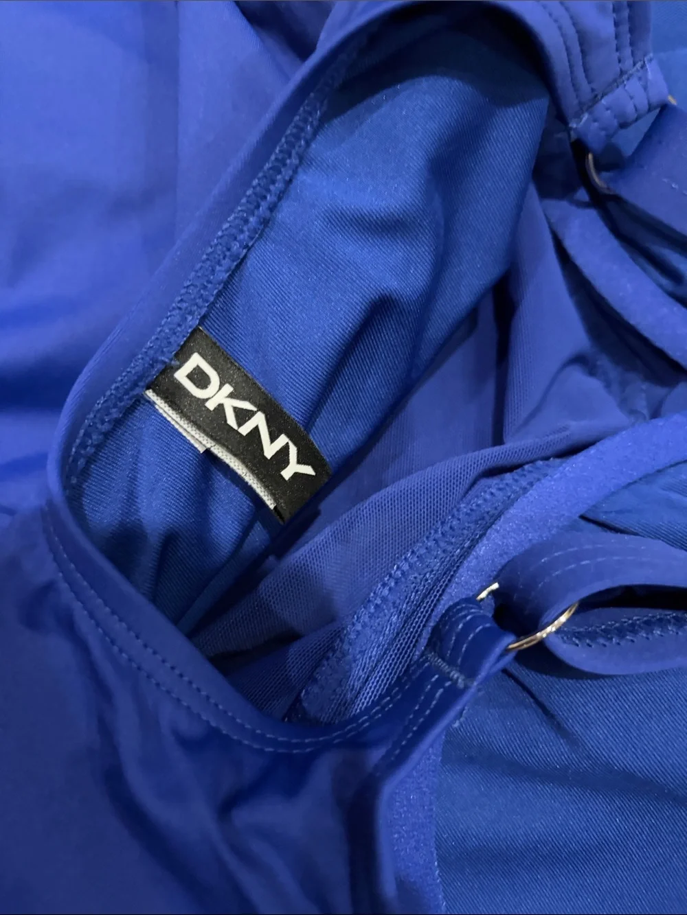 DKNY Royal Blue Ruffle One-Piece Swimsuit - Picture 3 of 4